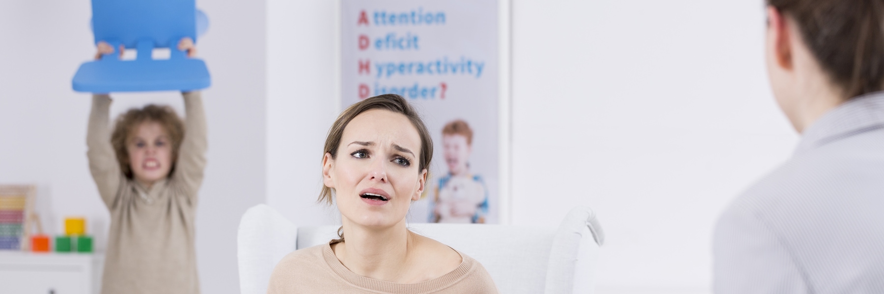 Stressed mother of ADHD child