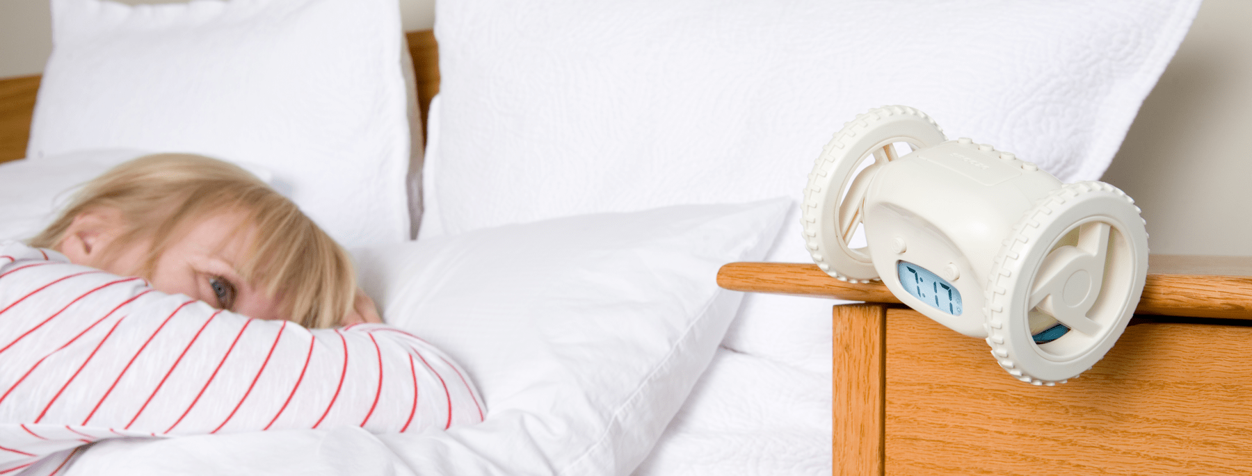 the clocky alarm clock on wheels