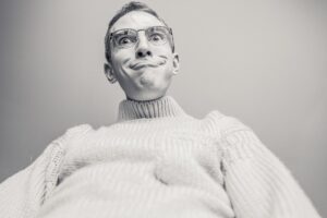 man displaying humour